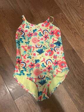 Cat & Jack Girls Floral and Rainbow Print One-Piece Swimsuit